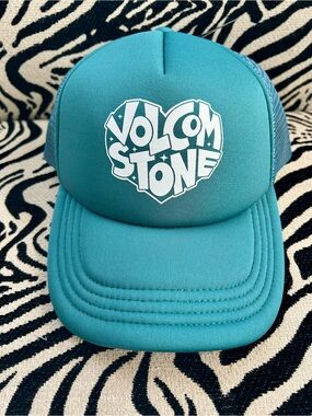 Volcom Teal Foam Trucker Hat with White Heart Logo
